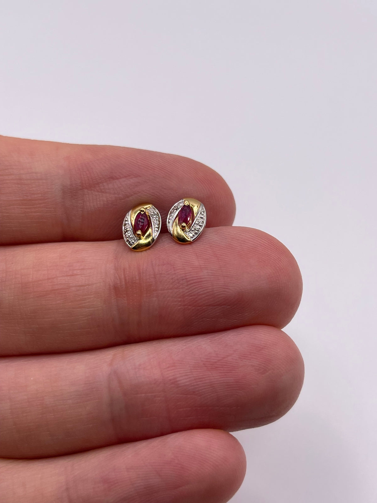 9ct gold ruby and diamond earrings