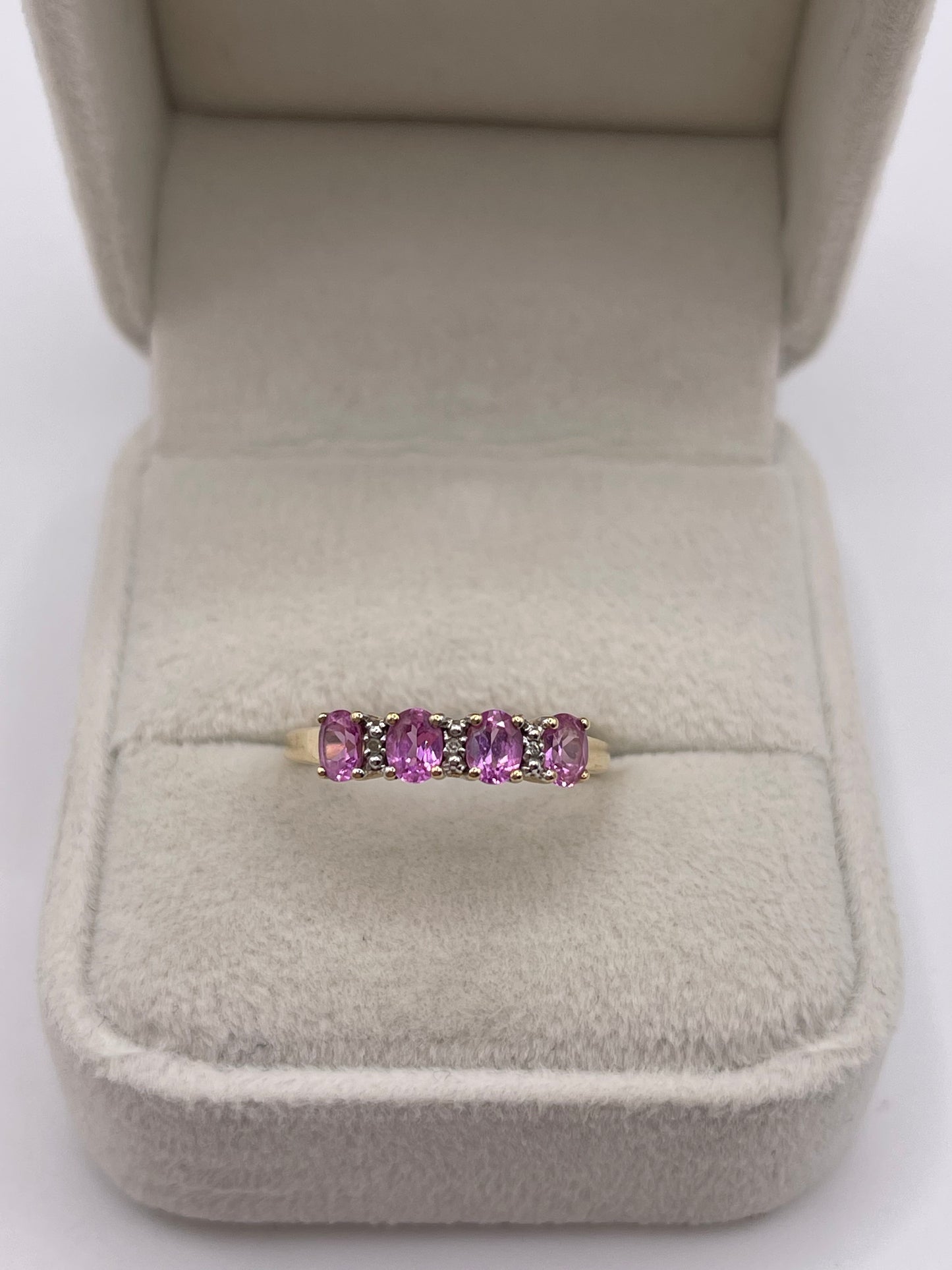 9ct gold pink sapphire and diamond ring