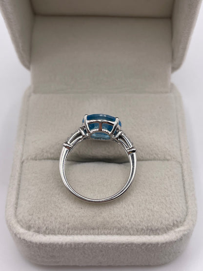 Glenn Lehrer 9ct white gold topaz and diamond ring