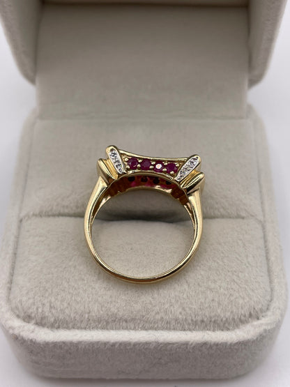 9ct gold ruby and diamond ring