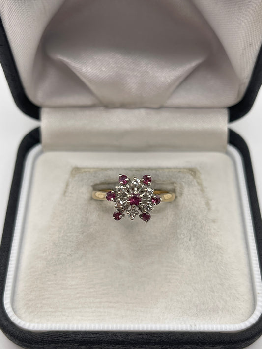 9ct gold ruby and diamond ring