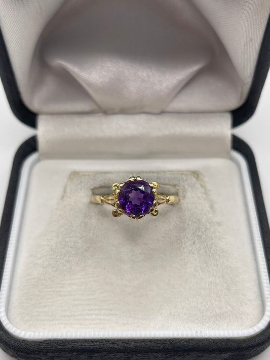 9ct gold amethyst ring