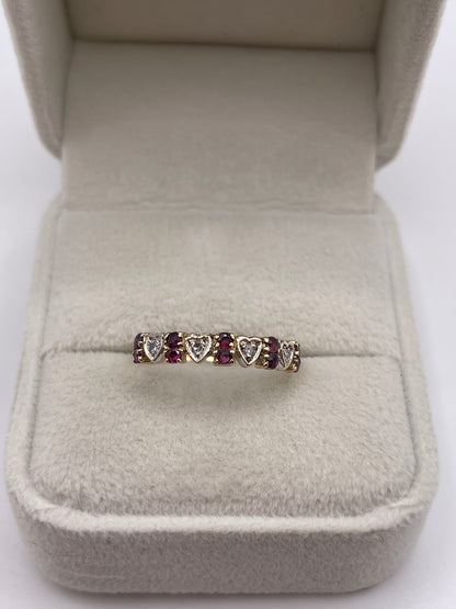9ct gold ruby and diamond ring