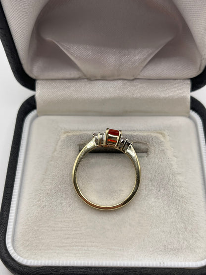 9ct gold fire opal and diamond ring