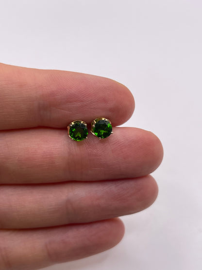 9ct gold diopside earrings