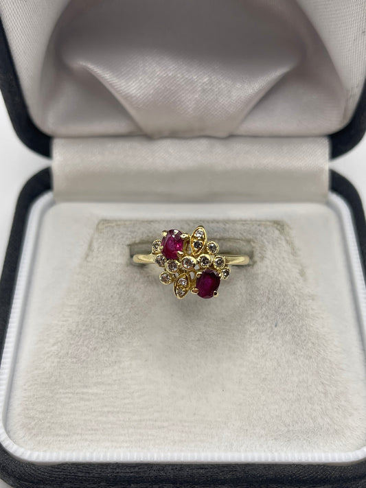 18ct gold ruby and diamond ring