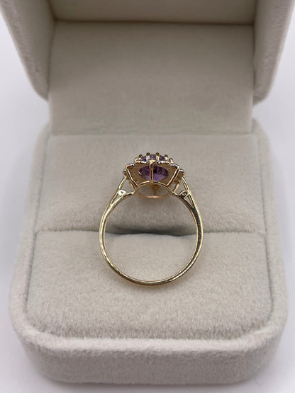 9ct gold amethyst and diamond ring