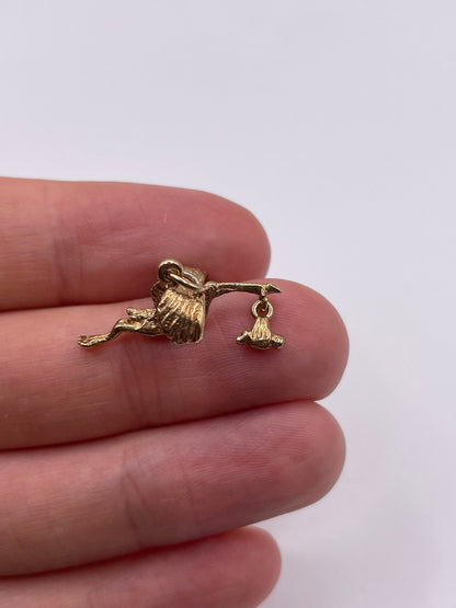 9ct gold stork charm