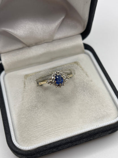 9ct gold sapphire and diamond ring