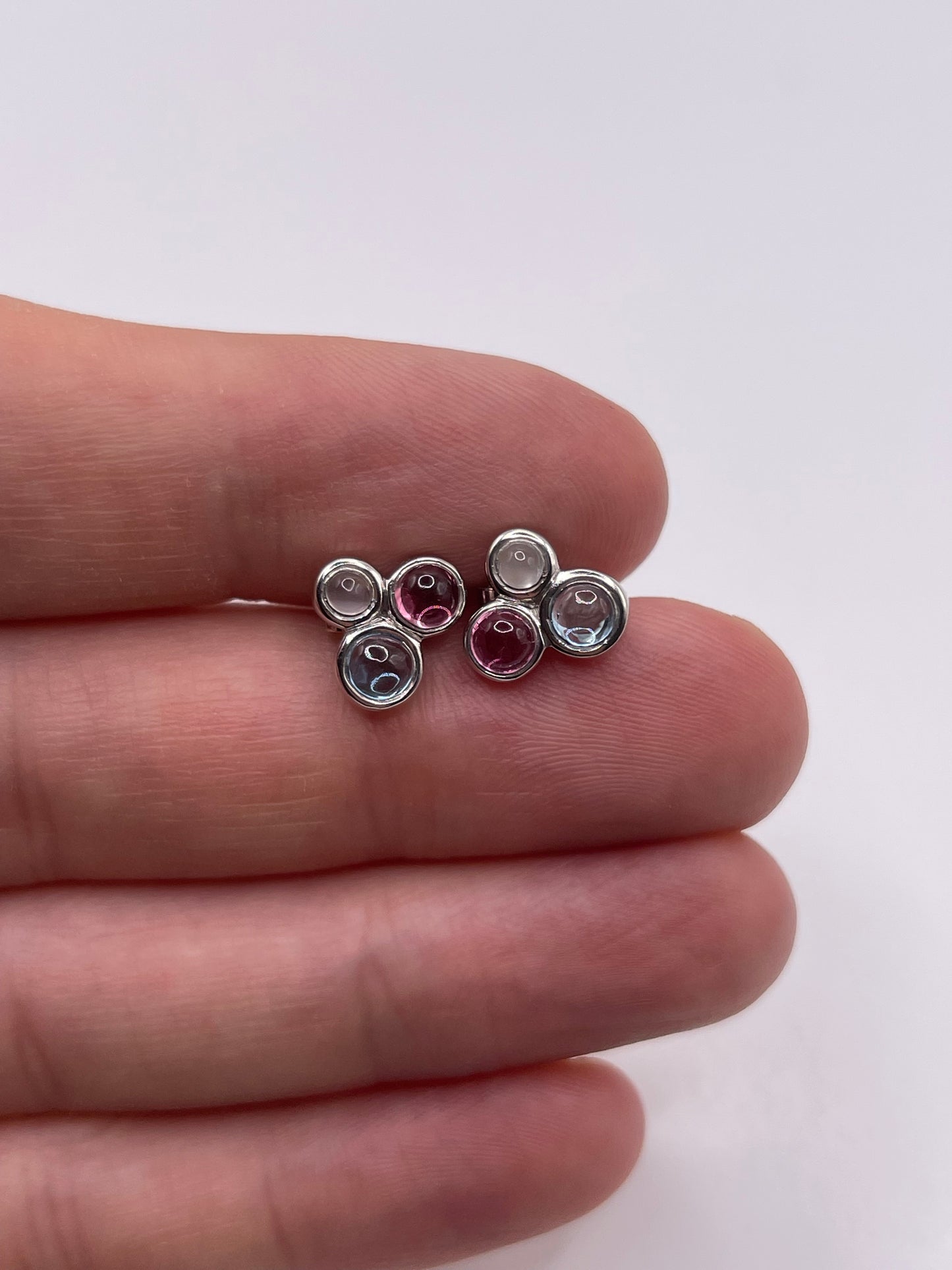 9ct white gold multi gemstone earrings