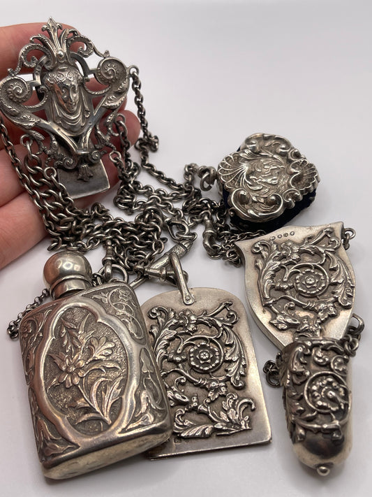 Antique Victorian silver chatelaine