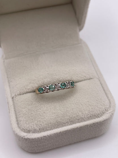 9ct gold emerald and diamond ring