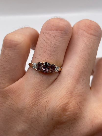 9ct gold quartz and zircon ring