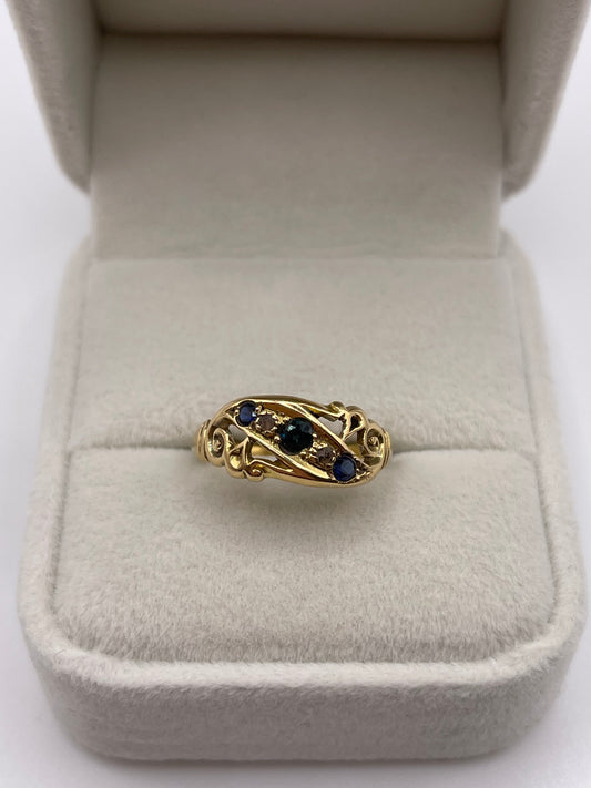 Antique 18ct gold sapphire and diamond ring