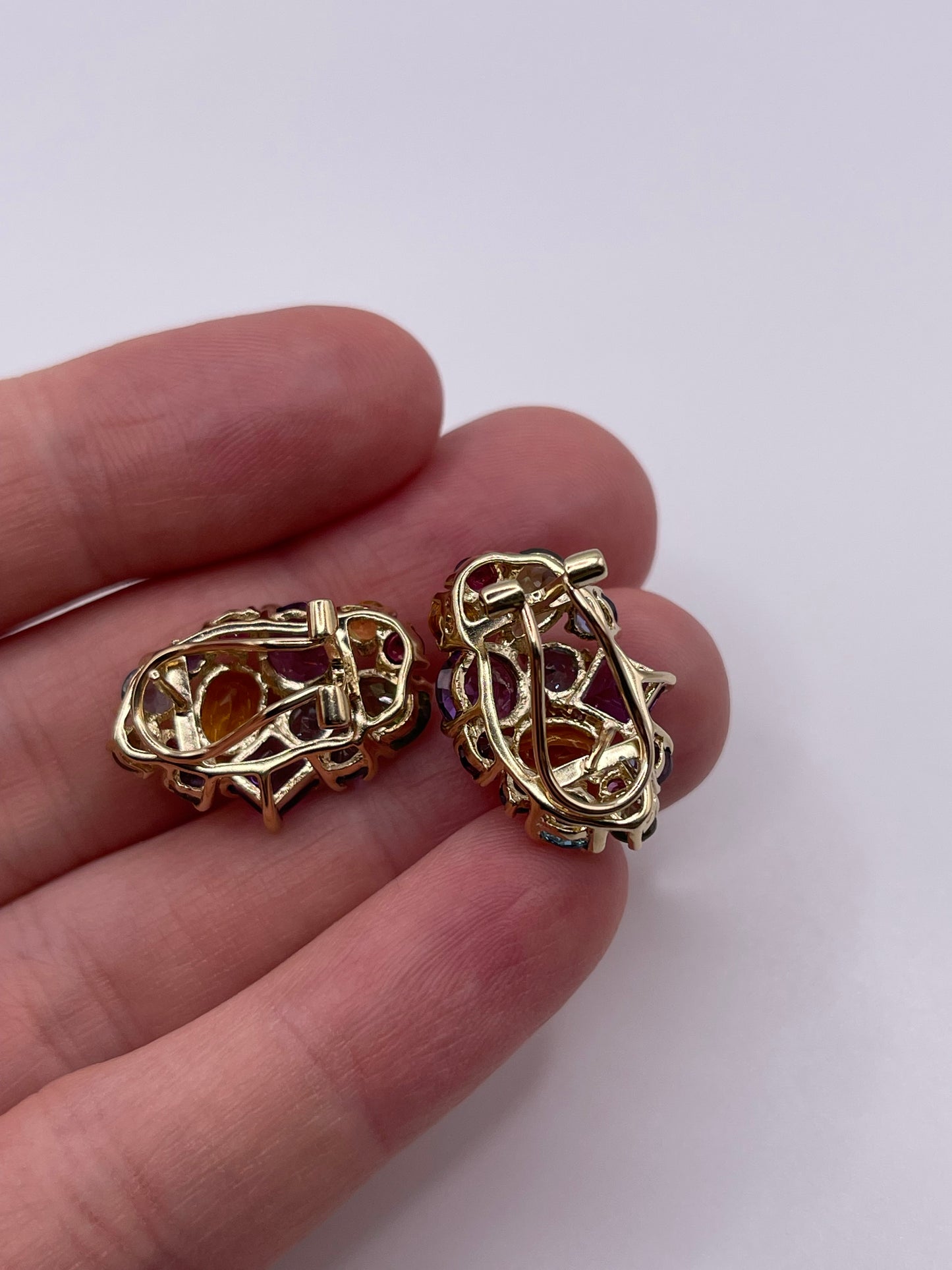 9ct gold multi gemstone earrings