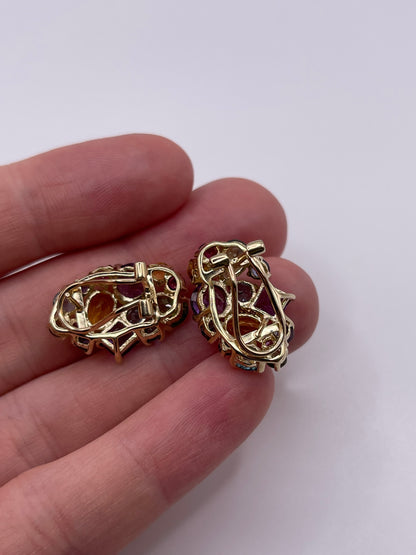 9ct gold multi gemstone earrings