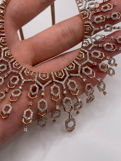 14ct rose gold 6.21ct diamond necklace