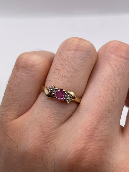 9ct gold pink sapphire and diamond ring