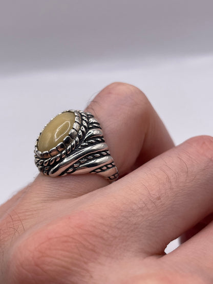 Silver amber ring