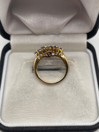 9ct gold tanzanite cluster ring