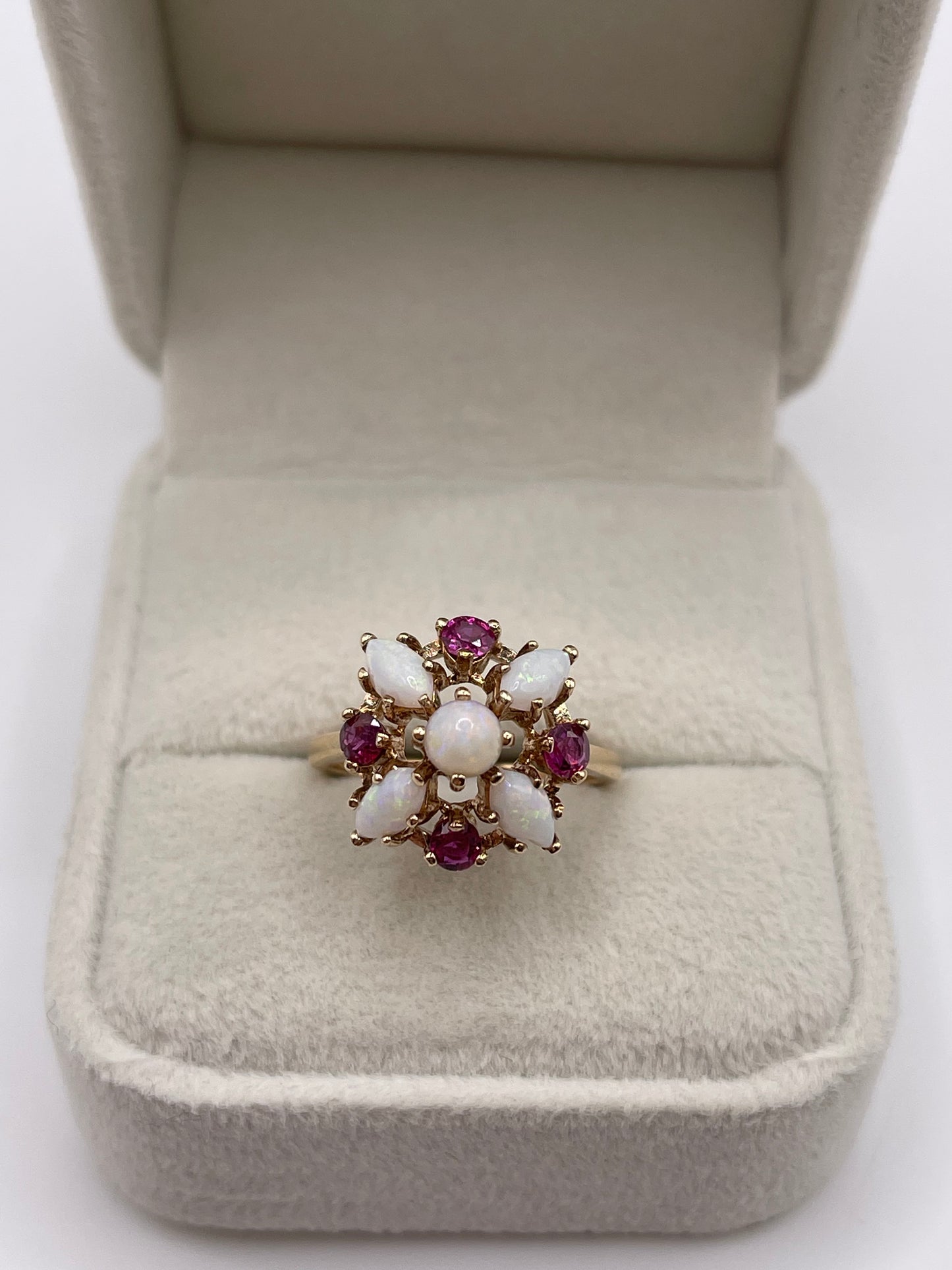 9ct gold opal and ruby ring
