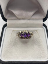 Load image into Gallery viewer, 9ct gold amethyst and diamond ring
