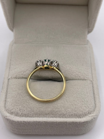 18ct gold platinum emerald and diamond ring