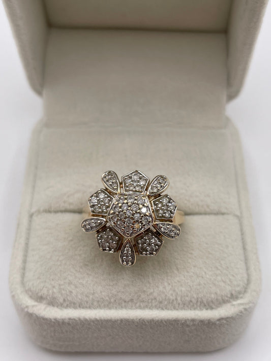 9ct gold diamond cluster ring