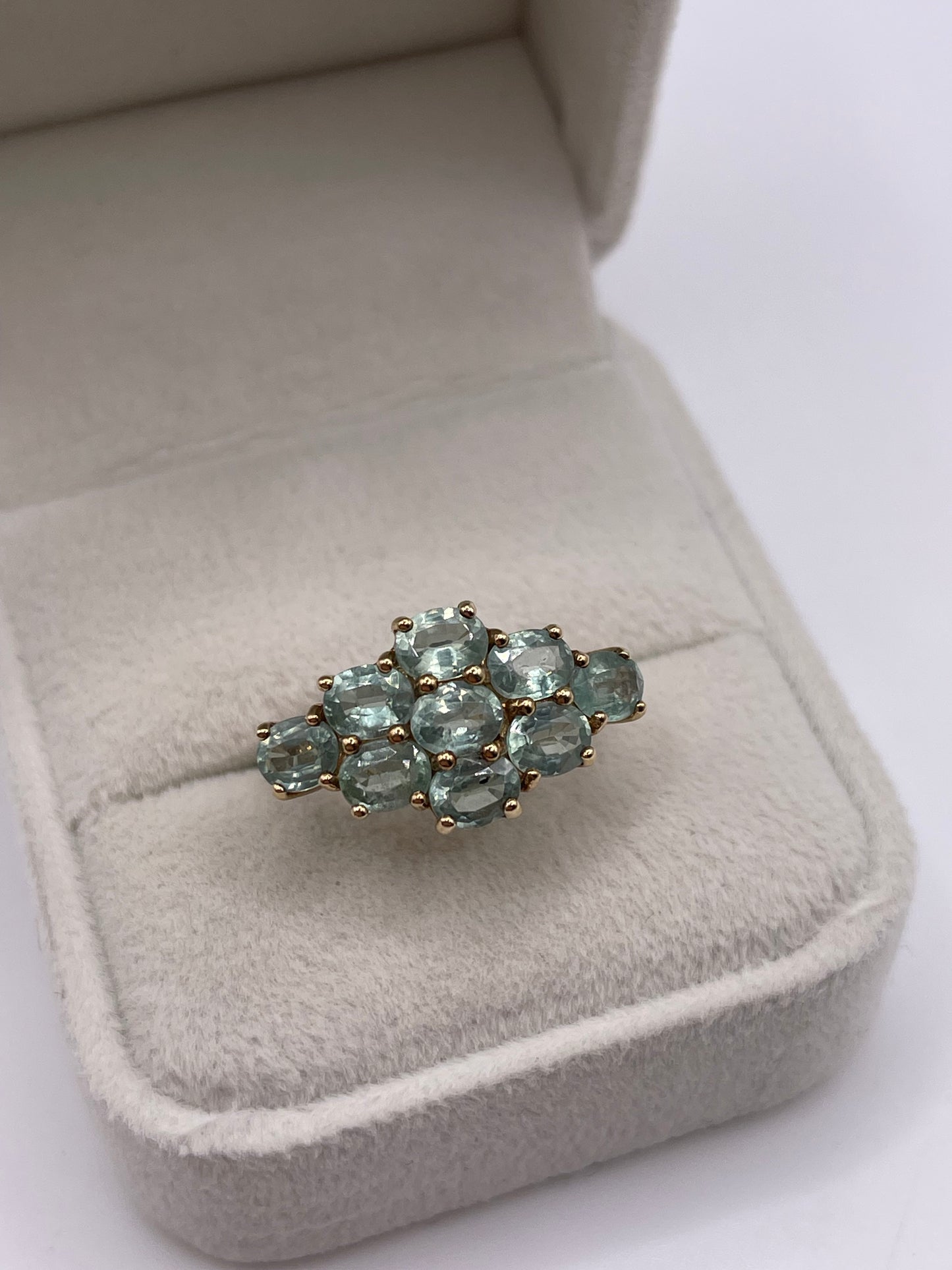 9ct gold green kyanite cluster ring