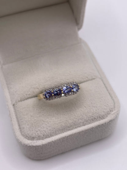 9ct gold tanzanite and diamond ring