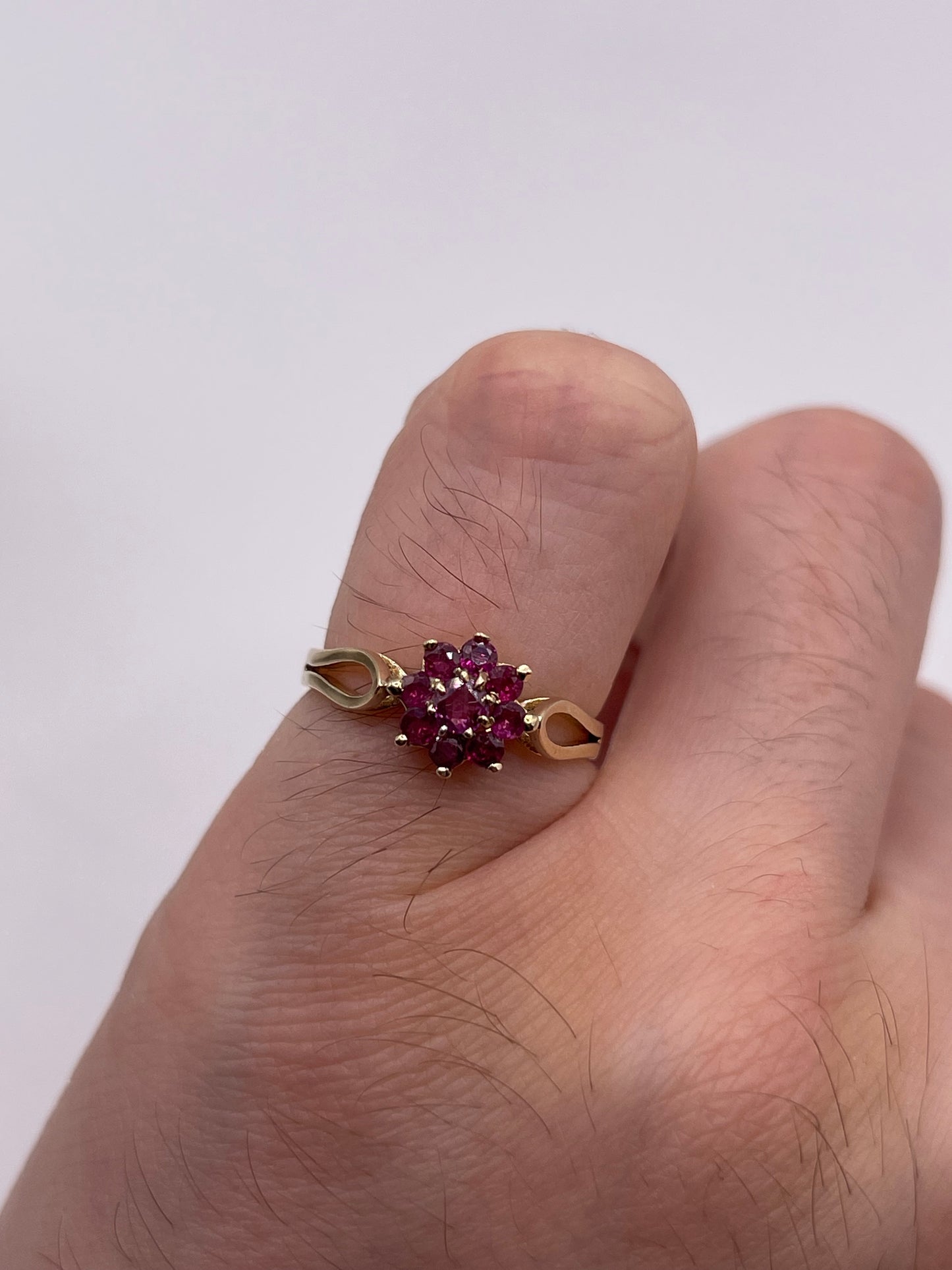 9ct gold ruby cluster ring