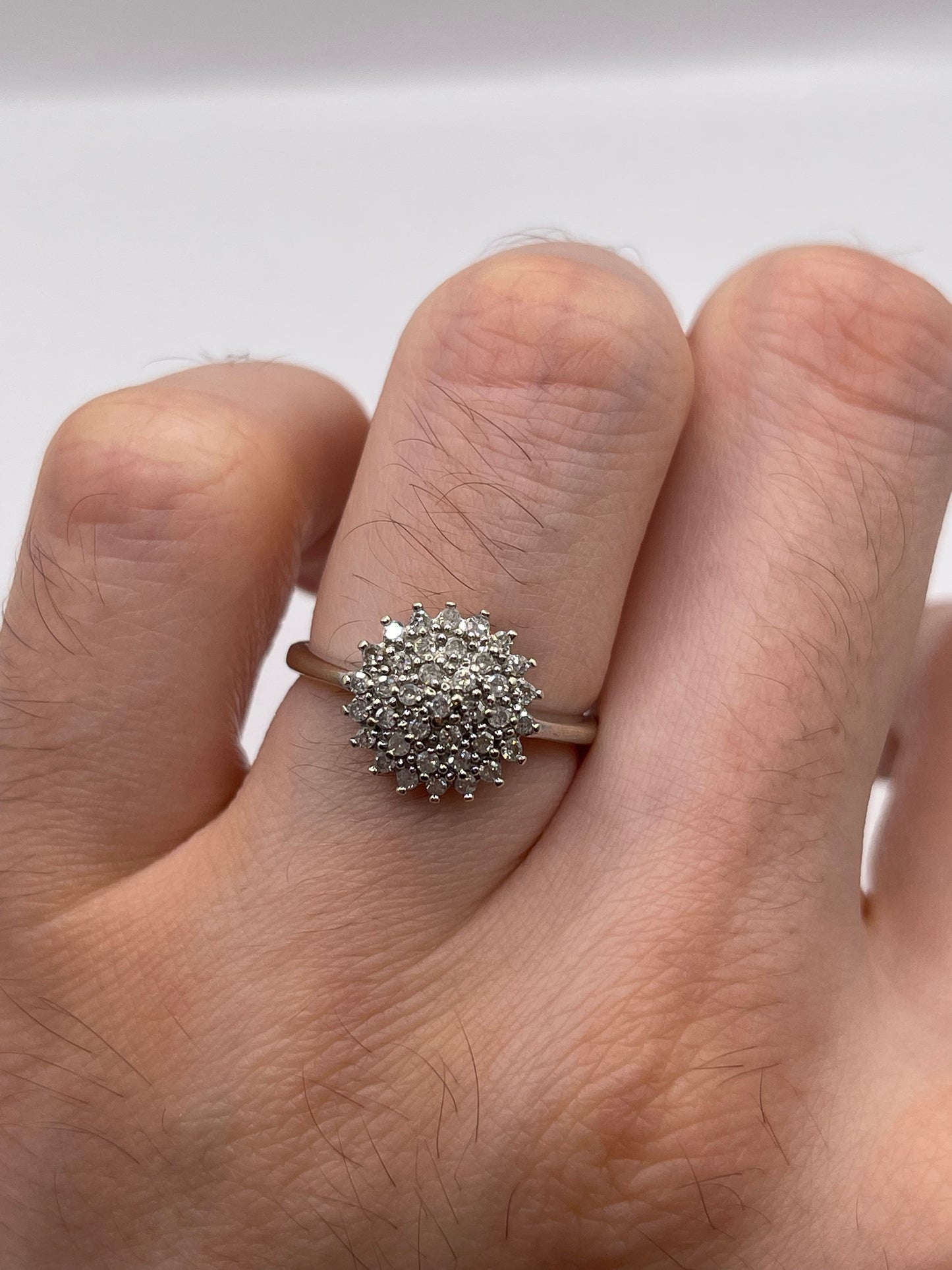9ct white gold diamond cluster ring