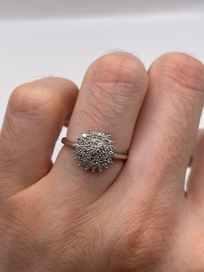 9ct white gold diamond cluster ring