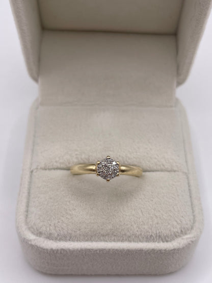 9ct gold diamond cluster ring