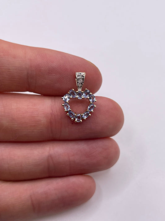 9ct gold tanzanite and diamond pendant