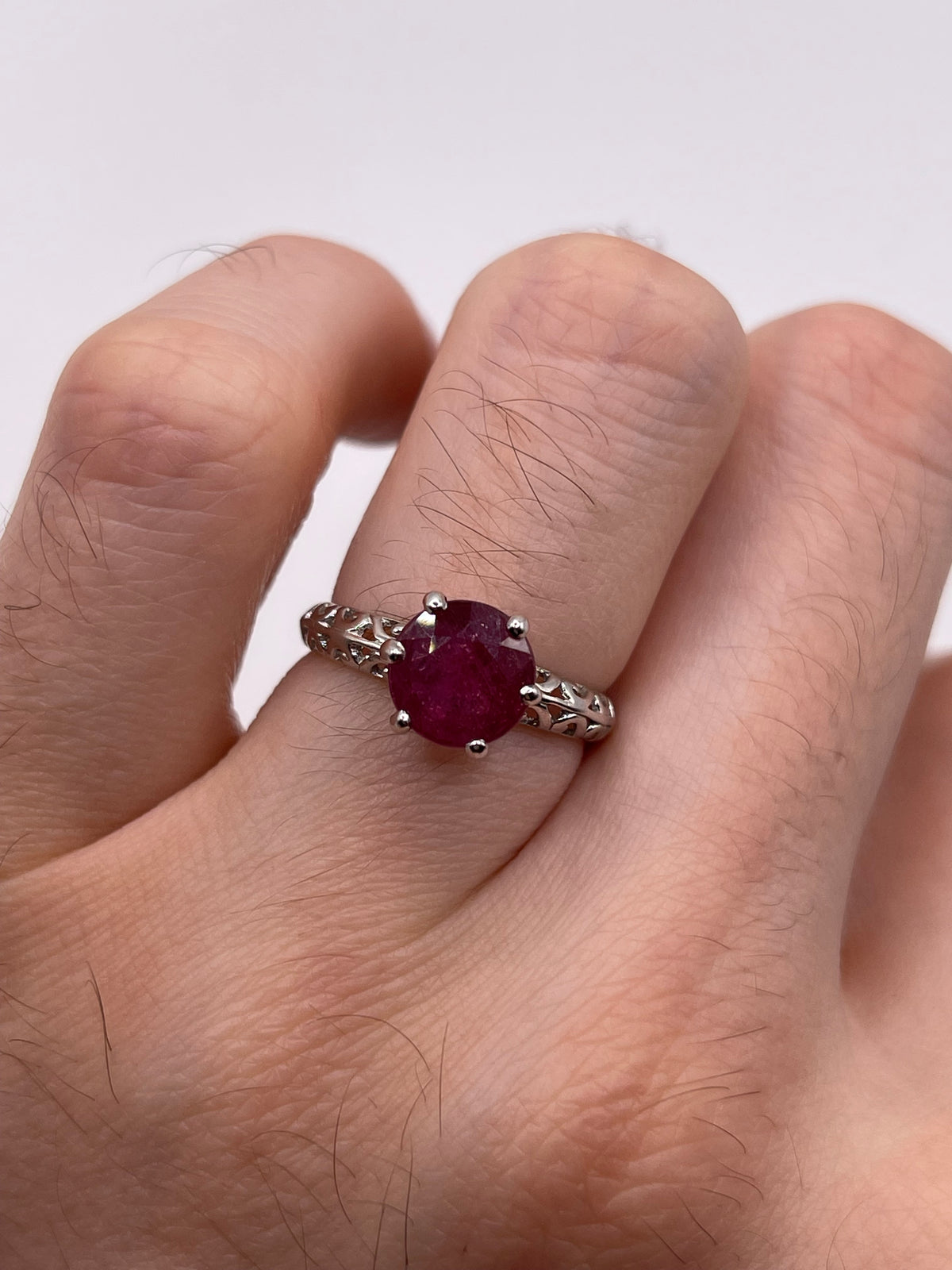 9ct white gold ruby ring