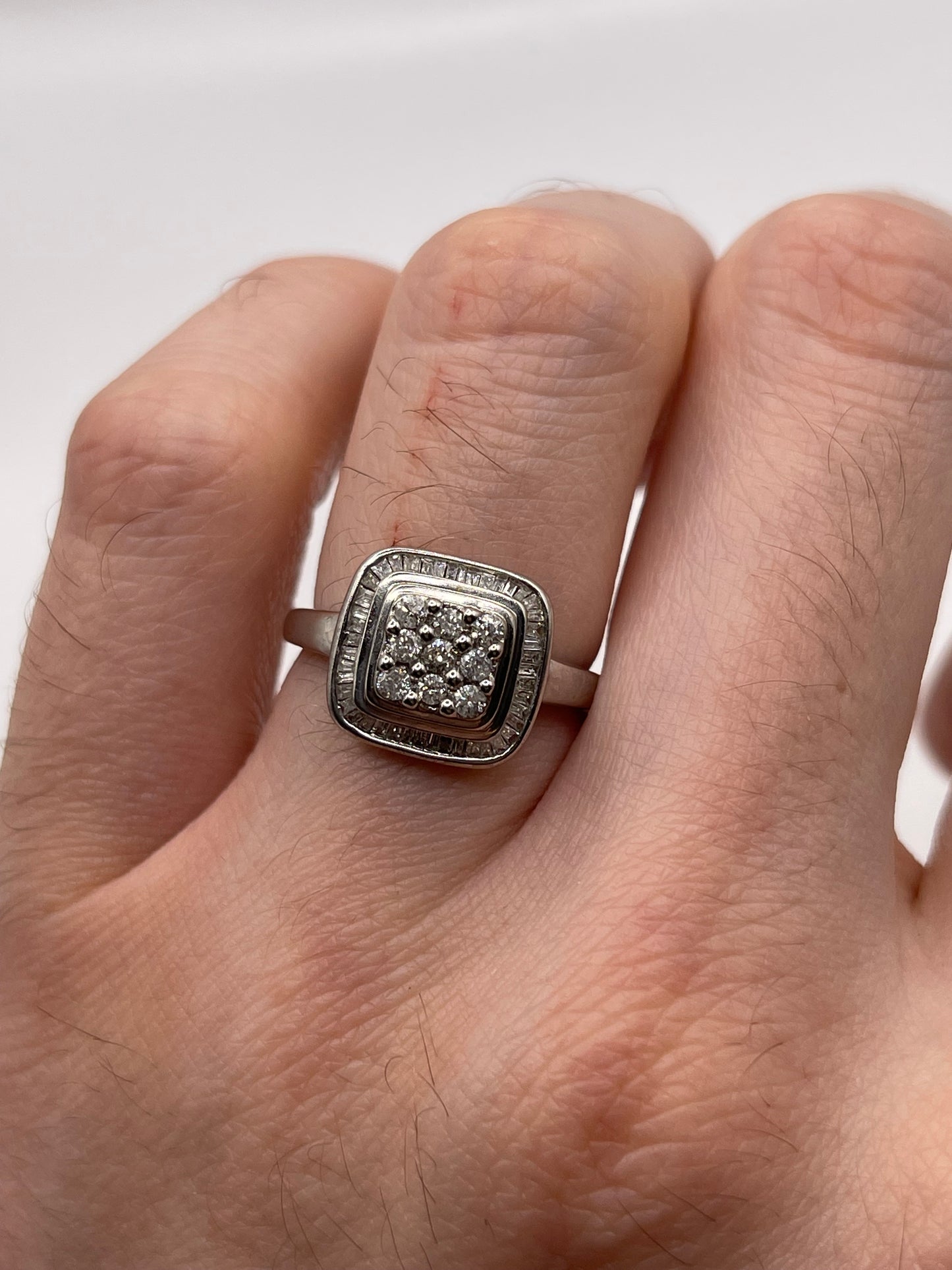 9ct white gold diamond cluster ring