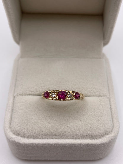 9ct gold ruby and diamond ring