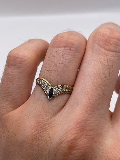9ct gold sapphire and cz ring
