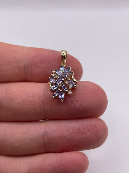 9ct gold tanzanite and diamond pendant
