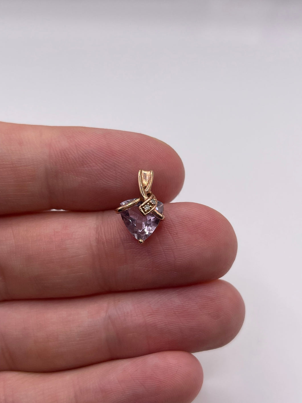 9ct rose gold amethyst and diamond pendant