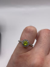 Load image into Gallery viewer, 9ct white gold peridot and diamond ring
