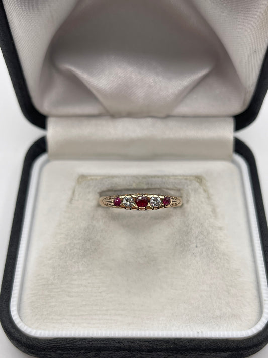 9ct gold ruby and diamond ring