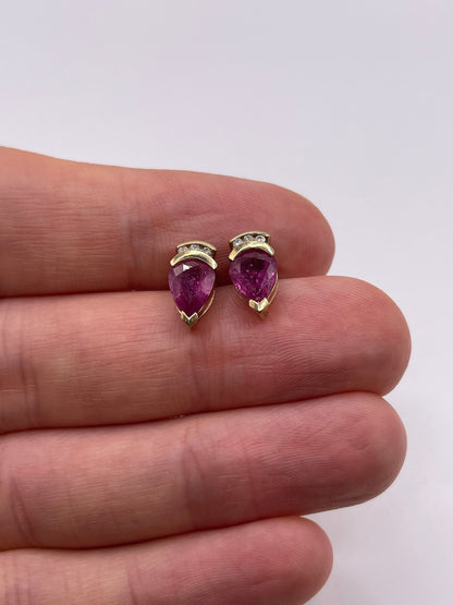 9ct gold ruby and diamond earrings