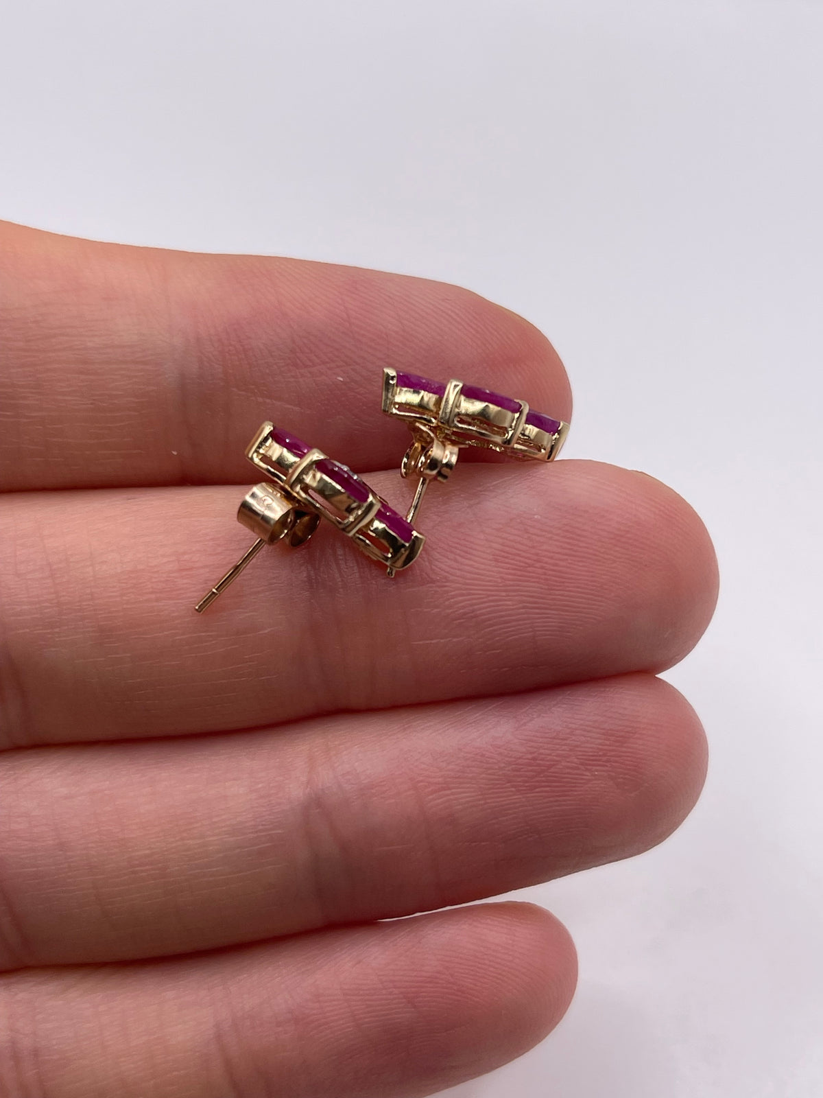 9ct gold ruby and dhamobd earrings