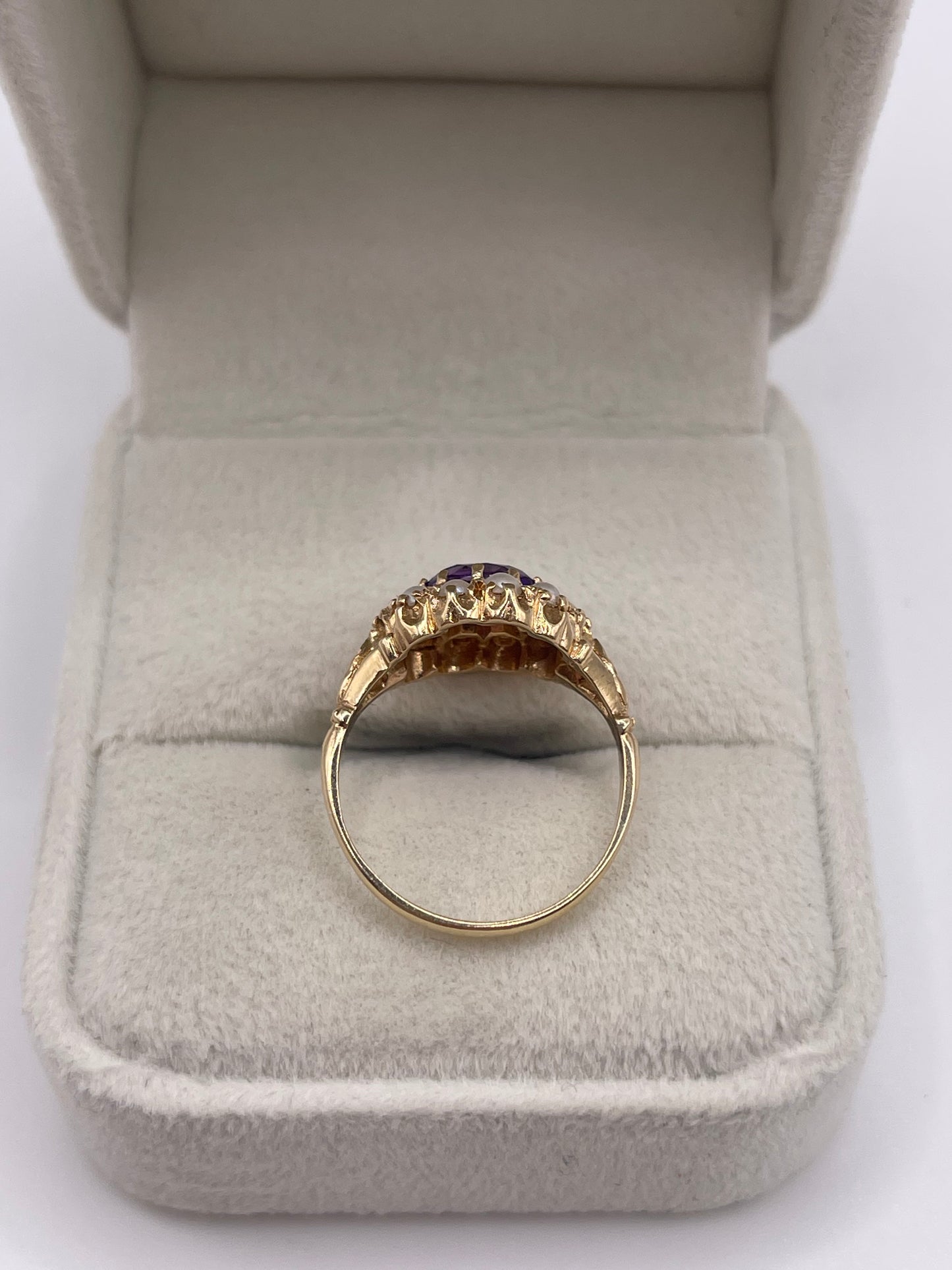 9ct gold amethyst and pearl ring