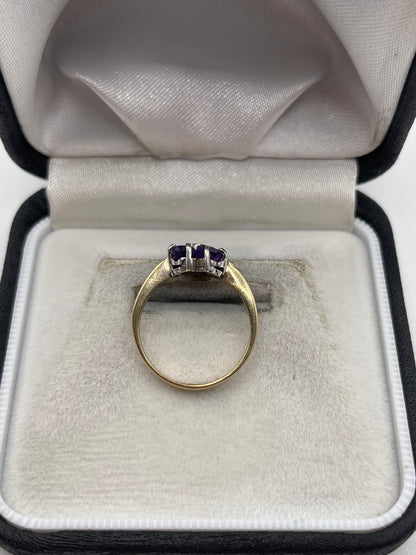 9ct gold amethyst and diamond ring