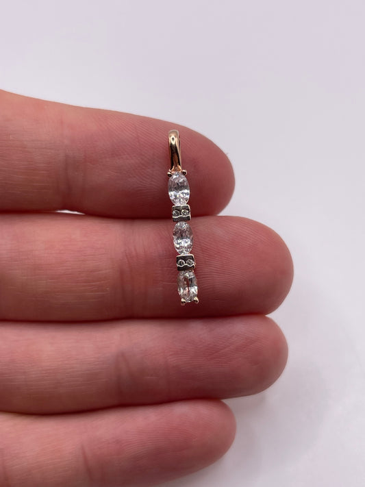 9ct rose gold topaz and diamond pendant