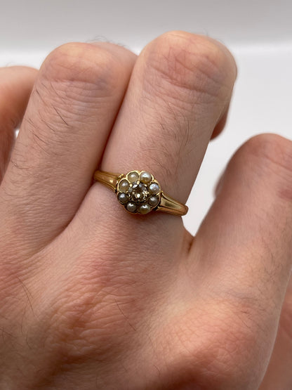 15ct gold pearl and diamond ring