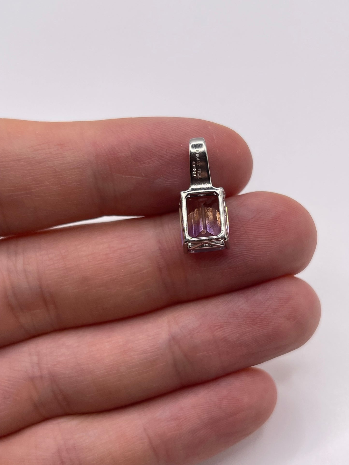 9ct white gold ametrine and zircon pendant